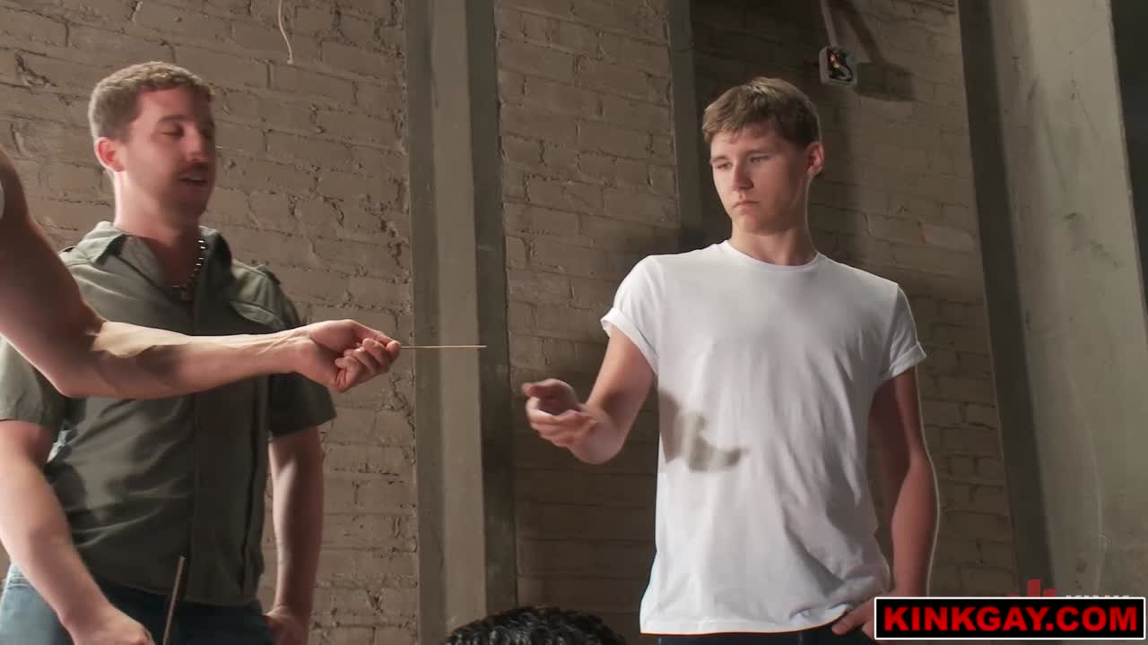 Dakota Wolfe sucks their cocks two at a time and Colby Jansen flogs his ass
