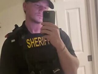 Guy In A Sheriff's Uniform Jacking Off